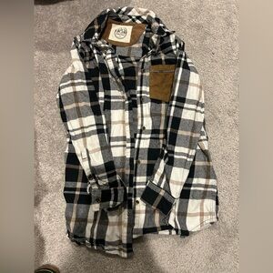 Marleylilly Plaid Button-Up Shirt with Brown Accent